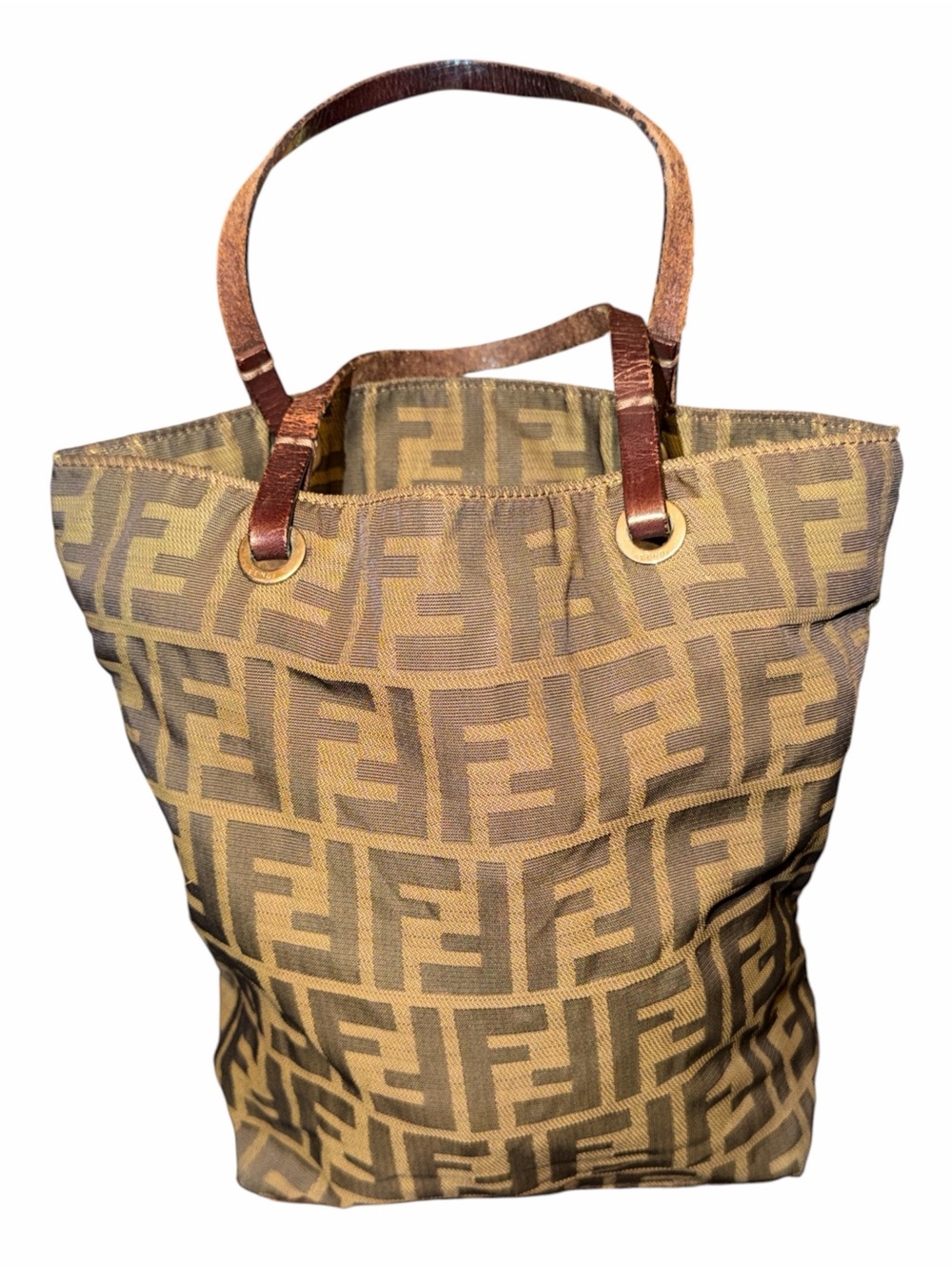 Authentic Vintage Fendi FF Zucca Monogram Canvas Bucket Tote Shoulder Bag